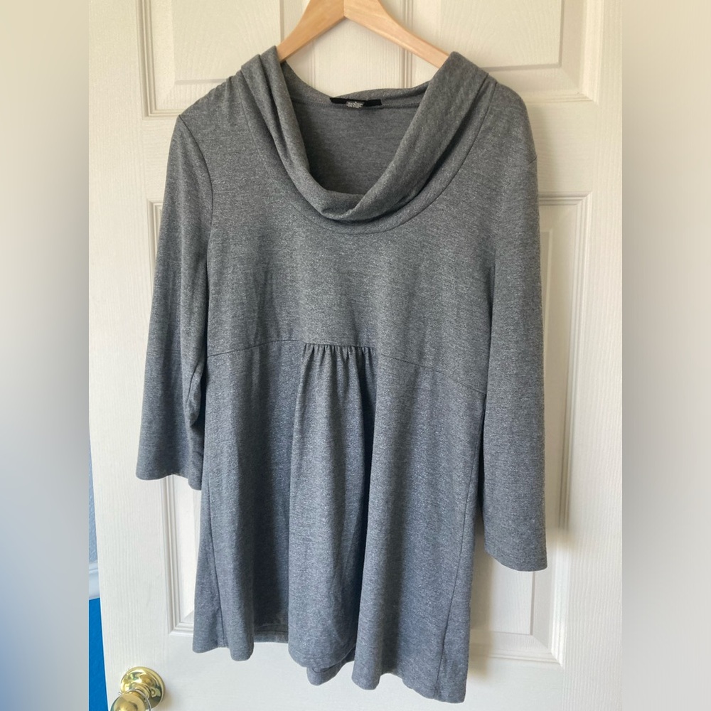 🩶 INC cowl neck top, 3/4 sleeve - shimmery soft stretch fabric